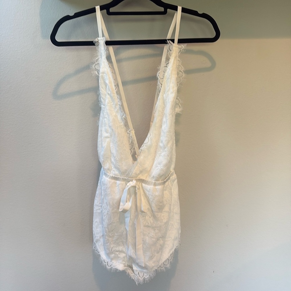 Lulus white lace lingerie romper